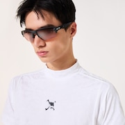 Skull Spotted Jacquard Mock - White