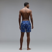 All Hibiscus 17'' Beachshort - Monog Pixels Elect Blue