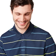 Piquet Striped Polo - Foggy Blue