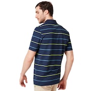 Piquet Striped Polo - Foggy Blue