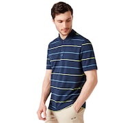 Piquet Striped Polo - Foggy Blue