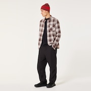 Podium Plaid Ls Flannel - Cocoa Brown/Mist/F Red