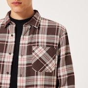 Podium Plaid Ls Flannel - Cocoa Brown/Mist/F Red