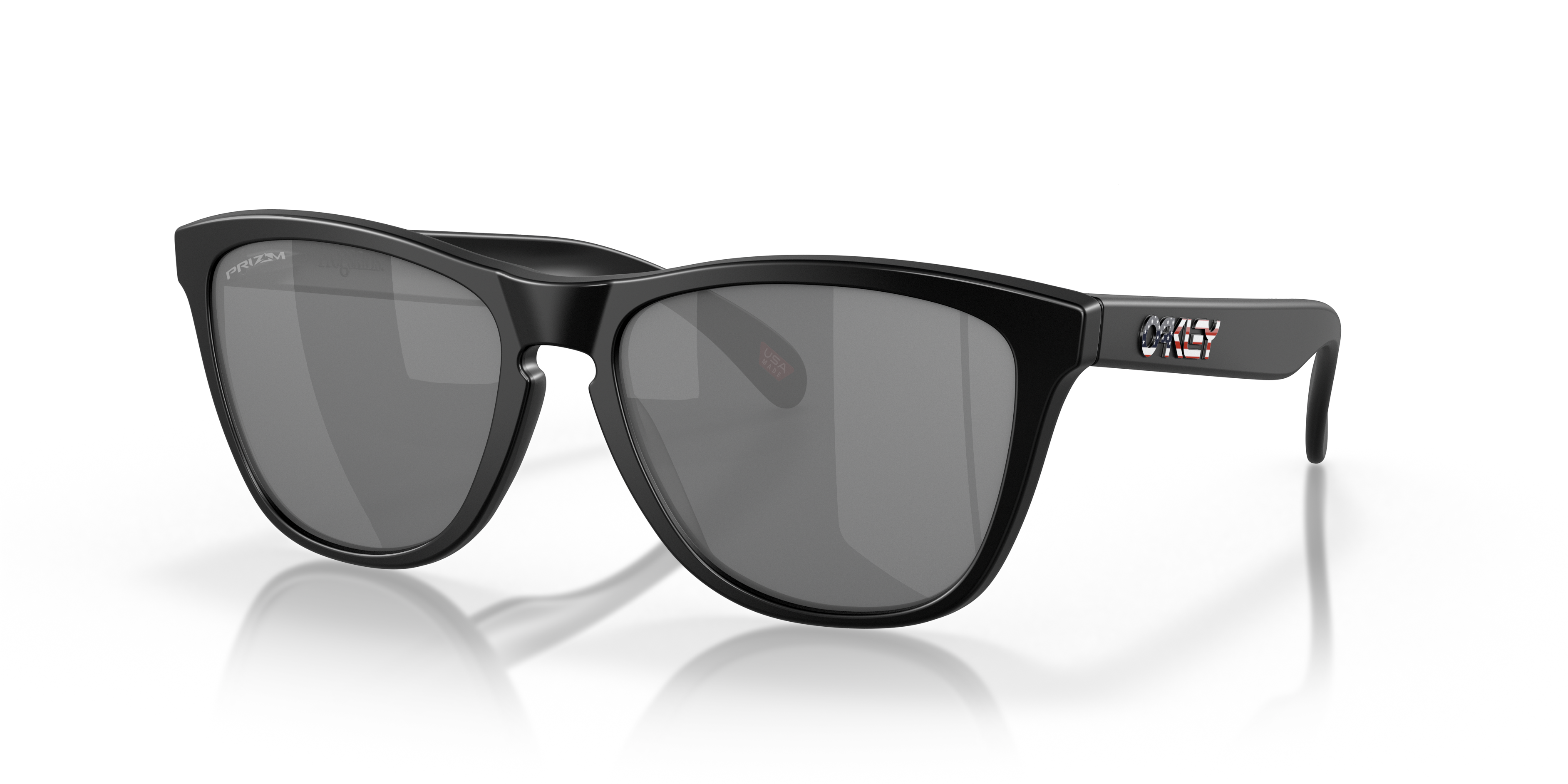 Oakley Frogskins - Square Polished Black Frame Sunglasses For Men