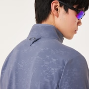 Skull Embossed LS Mock Shirt - Blue Tar