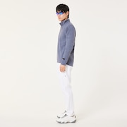 Skull Embossed LS Mock Shirt - Blue Tar