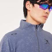 Skull Embossed LS Mock Shirt - Blue Tar