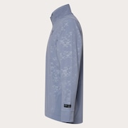 Skull Embossed LS Mock Shirt - Blue Tar