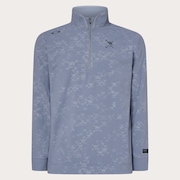 Skull Embossed LS Mock Shirt - Blue Tar