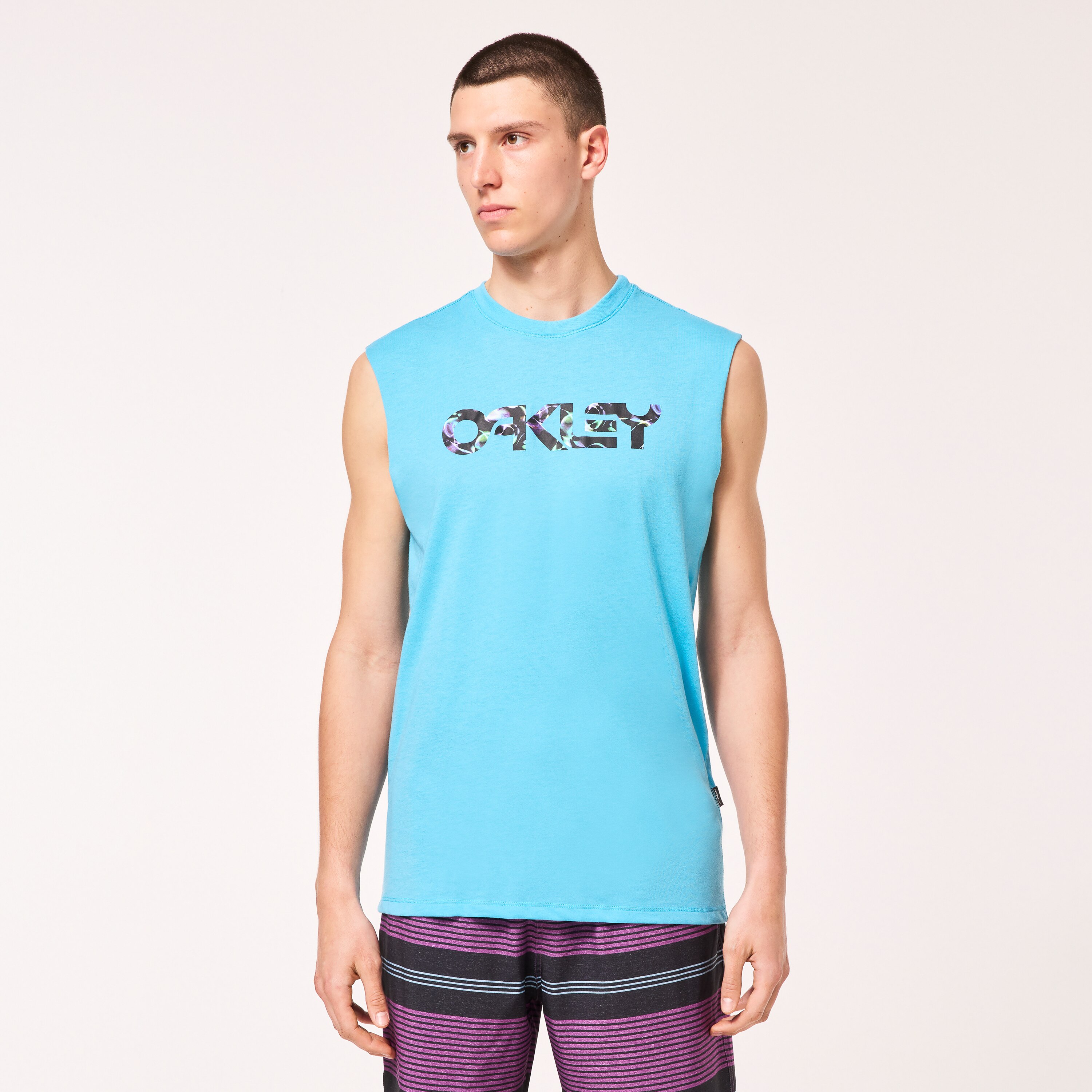 Long Sleeve Oakley Top in Blue/Optic White
