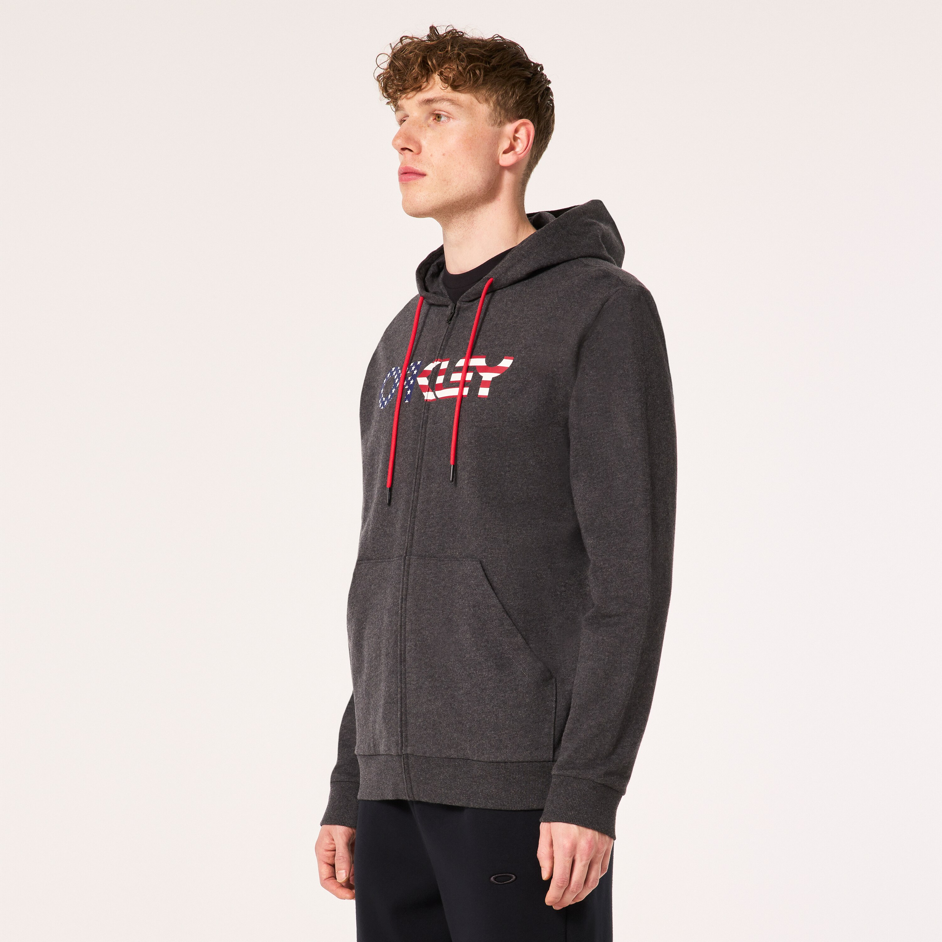 Oakley Teddy Full Zip Hoodie - Dark Gray Heather/American Flag