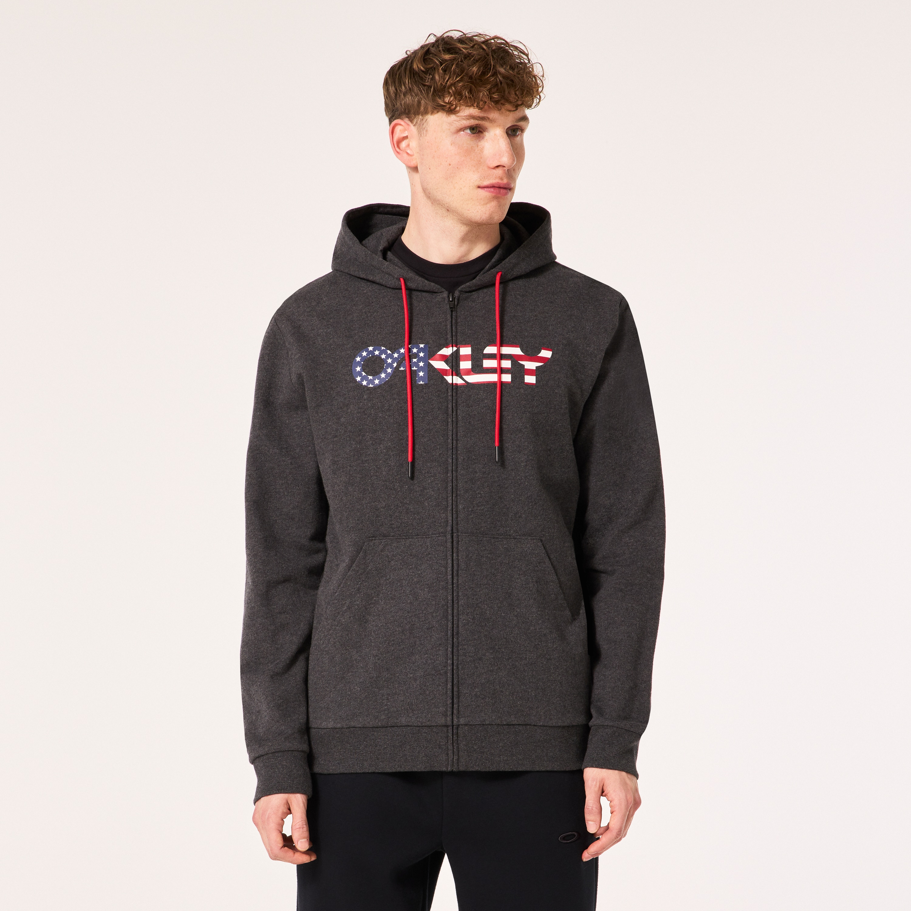 Oakley Teddy Full Zip Hoodie - Dark Gray Heather/American Flag