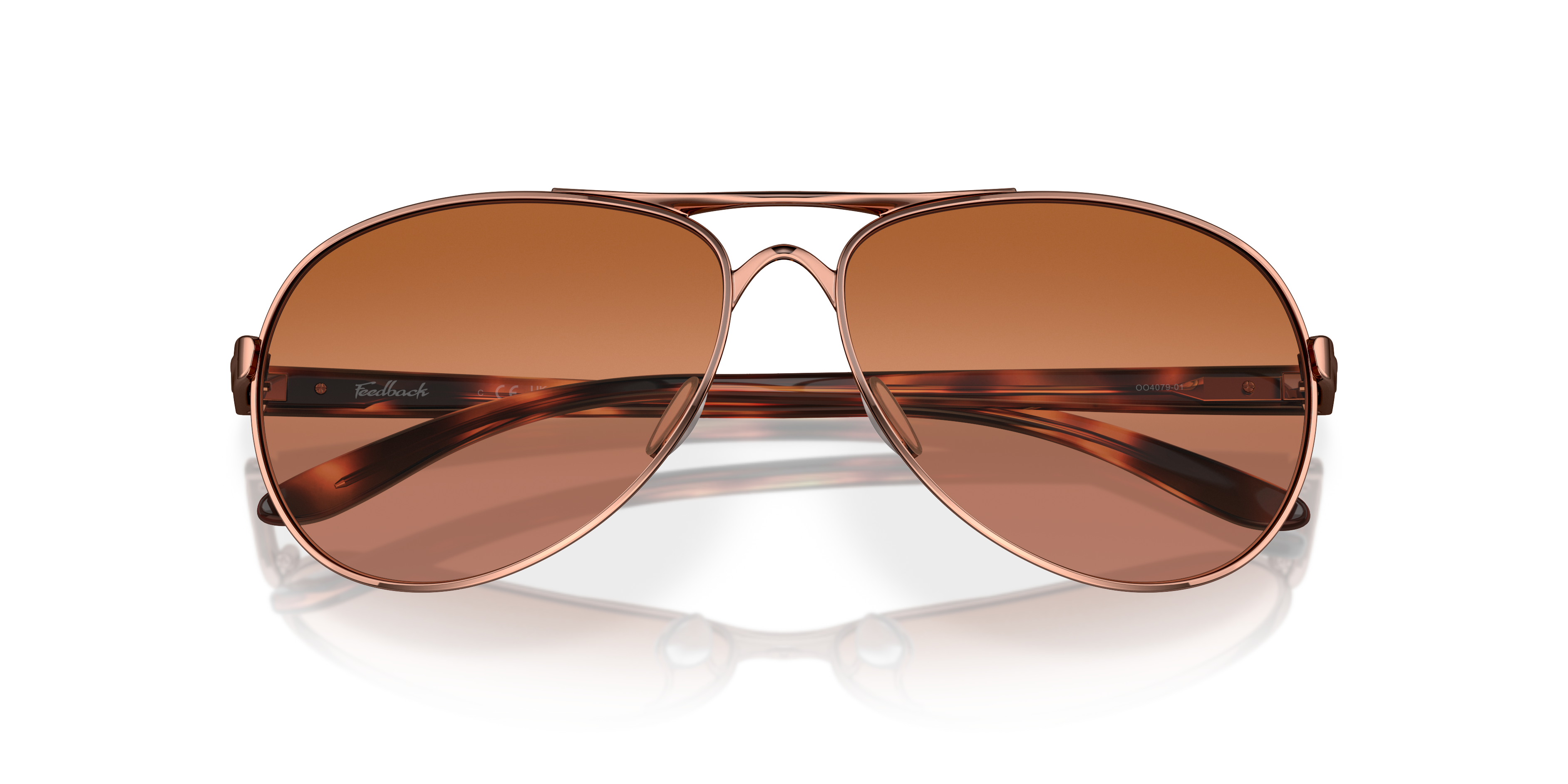 Oakley Feedback Sunglasses with Rose Gold Frame and Vr50 Brown