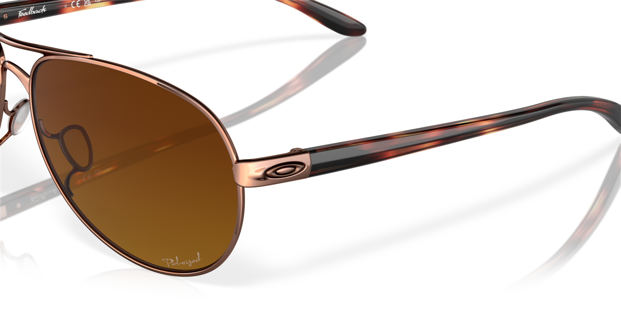 Feedback Brown Gradient Polarized Lenses, Rose Gold Frame Sunglasses