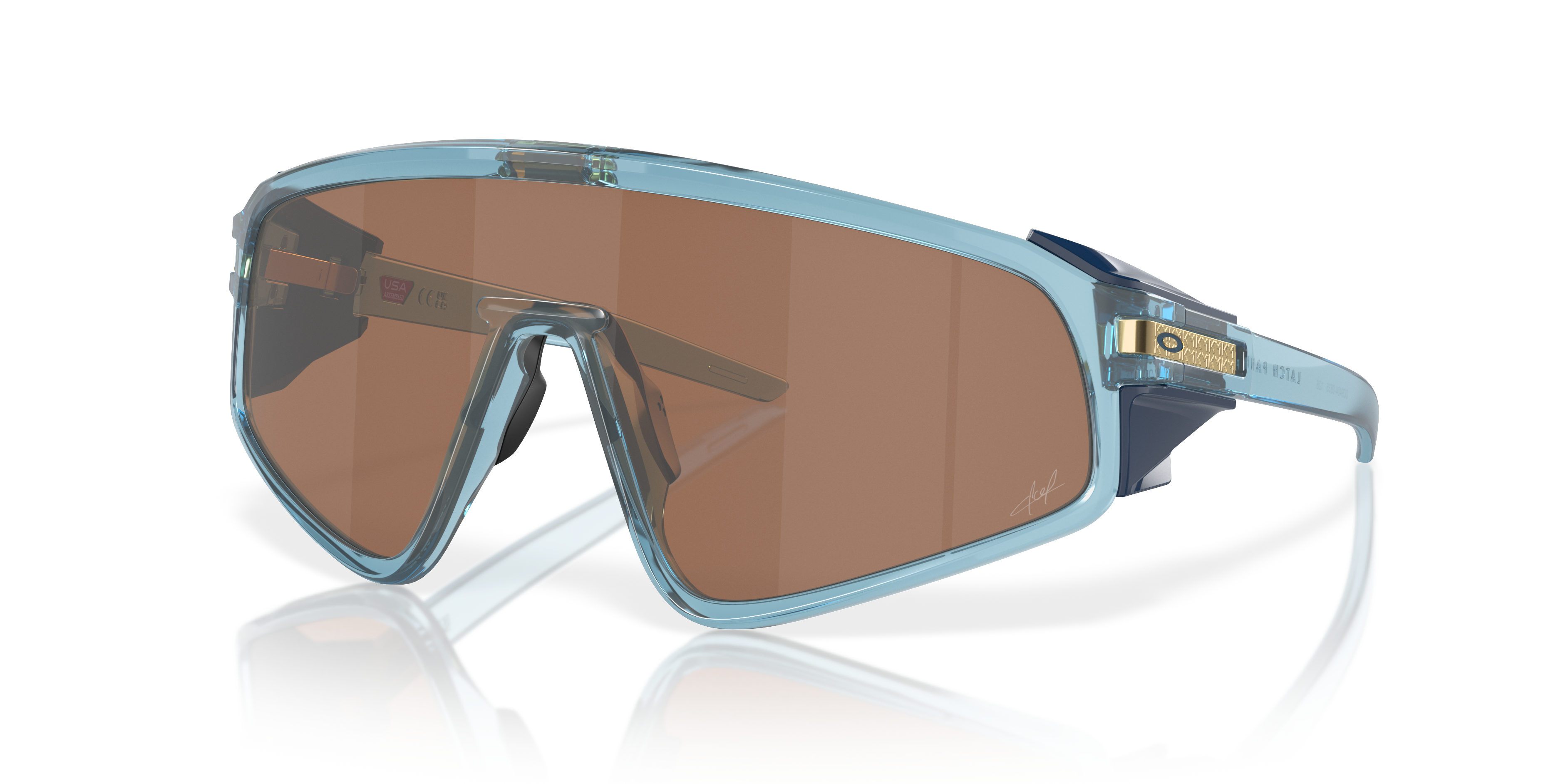 Oakley Men's Kylian Mbappé Signature Series Latch Panel Sunglasses | Lens: Prizm Tungsten | Color: Transparent Stonewash