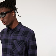 Podium Plaid Ls Flannel - Black/Graphite/Amethyst