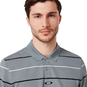 Piquet Striped Polo - Steel Gray