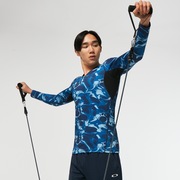 Technical Base Layer LS V Neck - Blue Storm Print