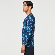 Technical Base Layer LS V Neck - Blue Storm Print