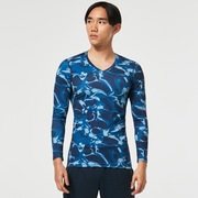 Technical Base Layer LS V Neck - Blue Storm Print