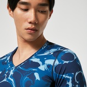 Technical Base Layer LS V Neck - Blue Storm Print