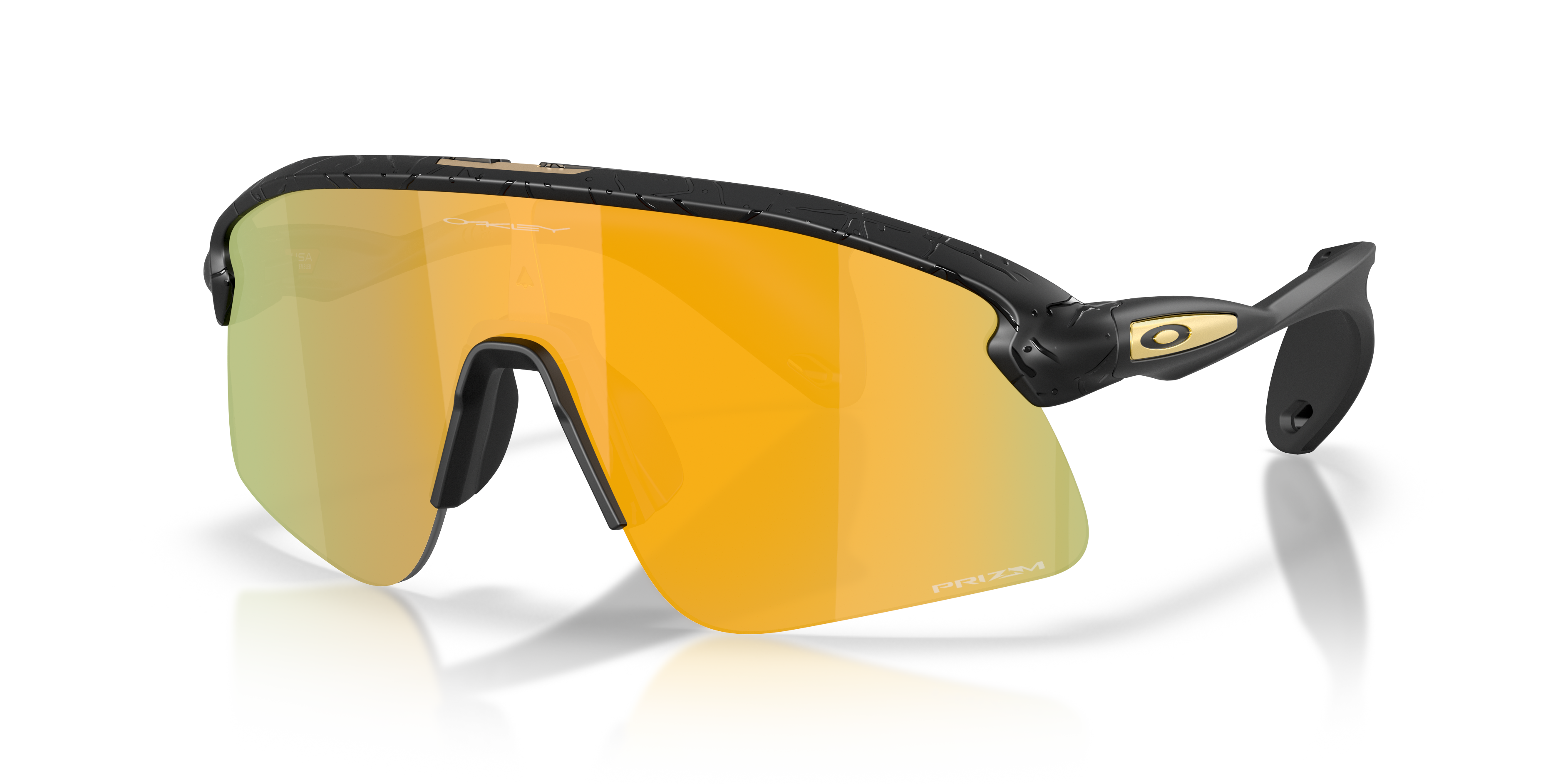 OAKLEY EXCLUSIVE ブラック/ゴールド サングラス Stunt Devil S Gridiron Collection Prizm 24K Matte Black Splatter