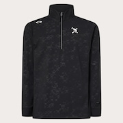 Skull Embossed LS Mock Shirt - Blackout