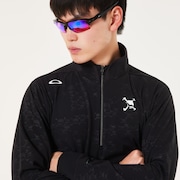 Skull Embossed LS Mock Shirt - Blackout