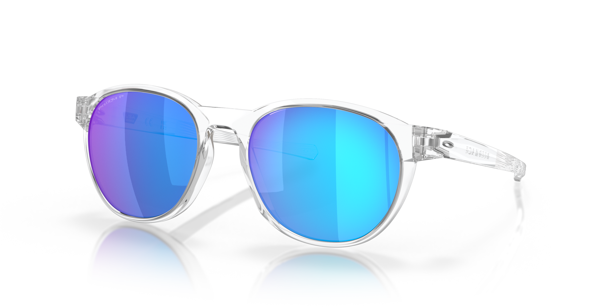 Oakley Reedmace Sunglasses with Clear Frame and Prizm Sapphire ...