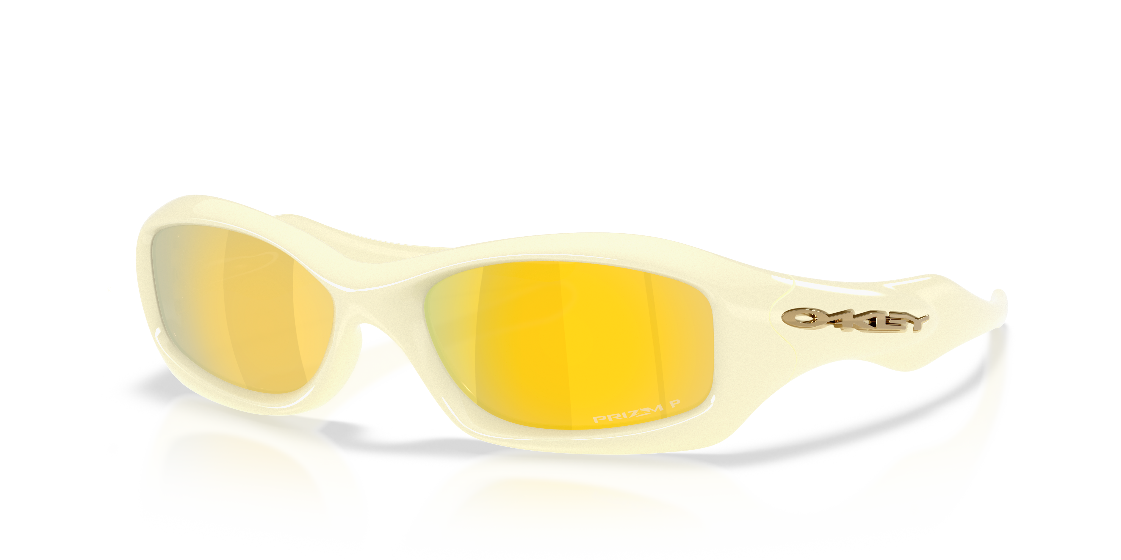 Oakley スポーツサングラス ホワイト/イエロー Oakley MUZM Fatcat Sunglasses with Cream Frame and Prizm 24K