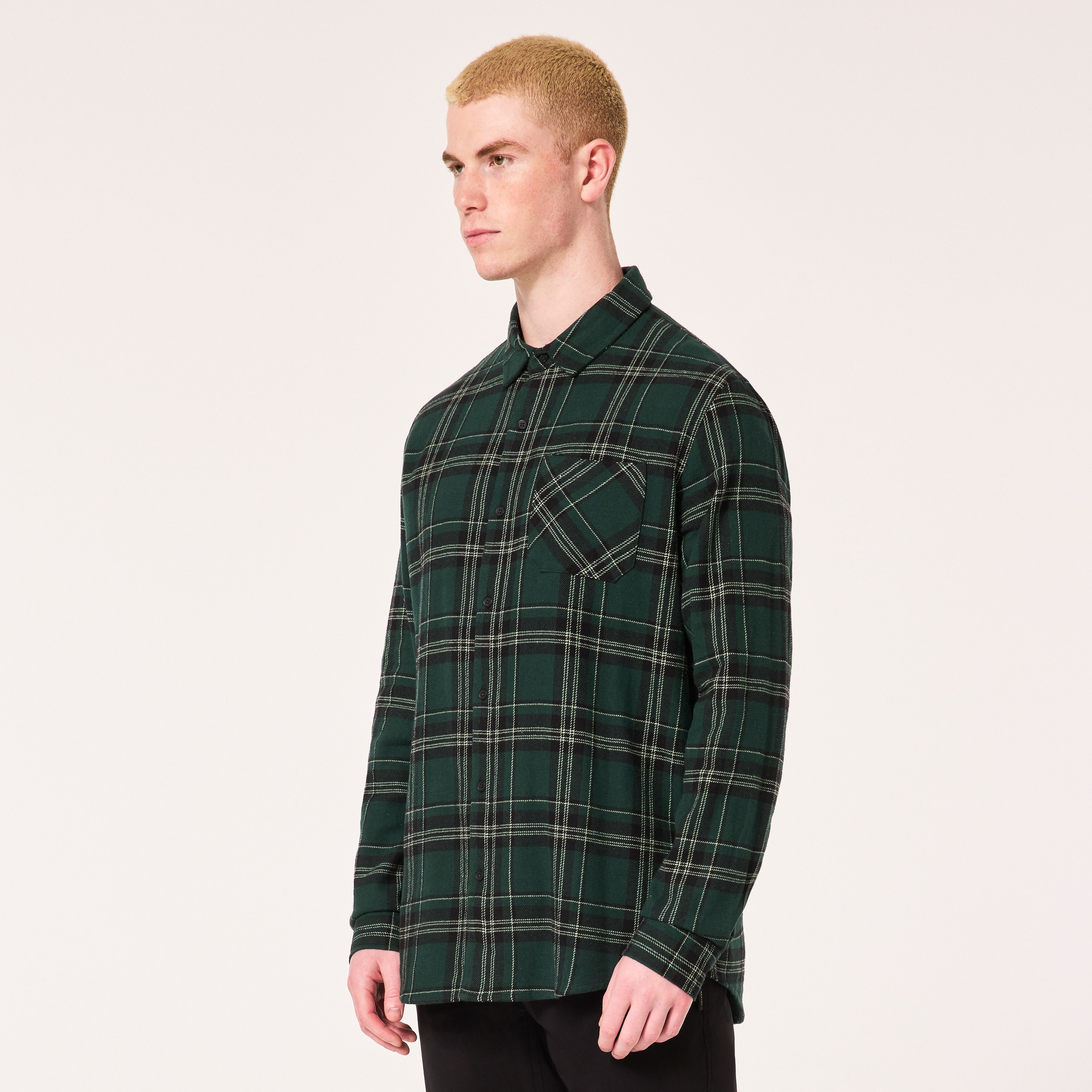 Oakley Podium Plaid Ls Flannel - Black/Green | Oakley® US