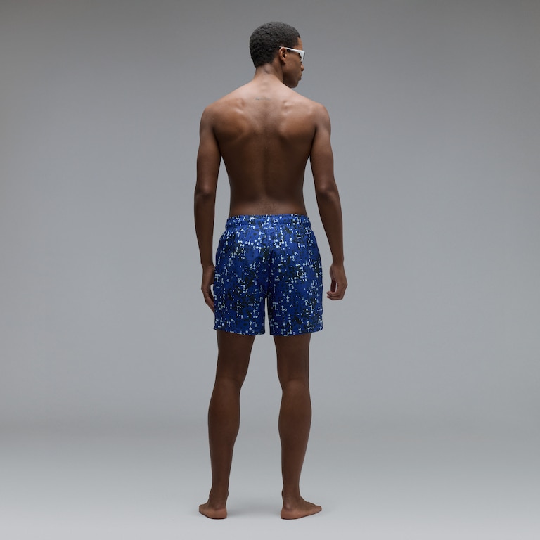 All Hibiscus 17'' Beachshort - Monog Pixels Elect Blue