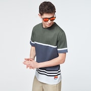 Striped 1975 Short Sleeve Tee - Dark Brush Color Block
