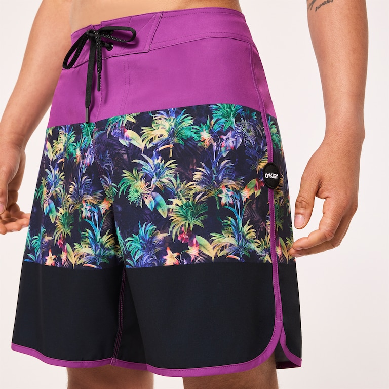 Neon Palms 19" Boardshort - Purple Palm Block Print