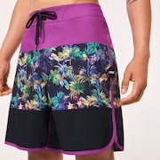 Neon Palms 19" Boardshort - Purple Palm Block Print