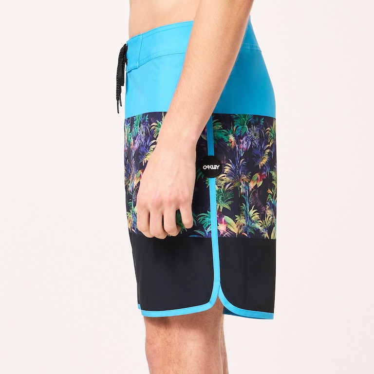 Neon Palms 19" Boardshort - Blue Palm Block Print