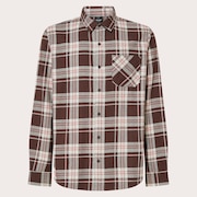 Podium Plaid Ls Flannel - Cocoa Brown/Mist/F Red