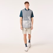 Jacquard Printed Polo - Oil Blue