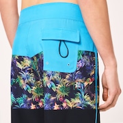 Neon Palms 19" Boardshort - Blue Palm Block Print