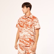 Deco Palms Rc SS Button Down - Duality Swirl White/Brown