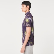 Skull Blurred Mock Shirt - Berry Print
