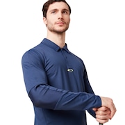 Engineered Insert Long Sleeve Polo - Foggy Blue