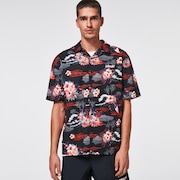 Tropic Bloom SS Button Down - Black Hawai