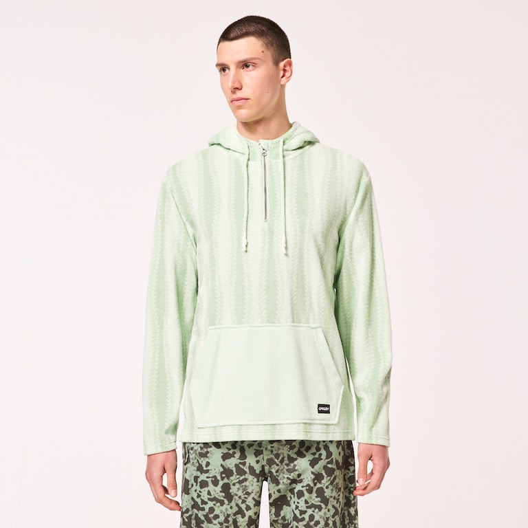 Dawny 1/4 Zip Hoodie - Green Zig-Zag Print