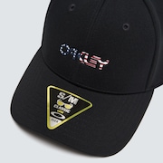 6 Panel Stretch Metallic Hat - Black/American Flag