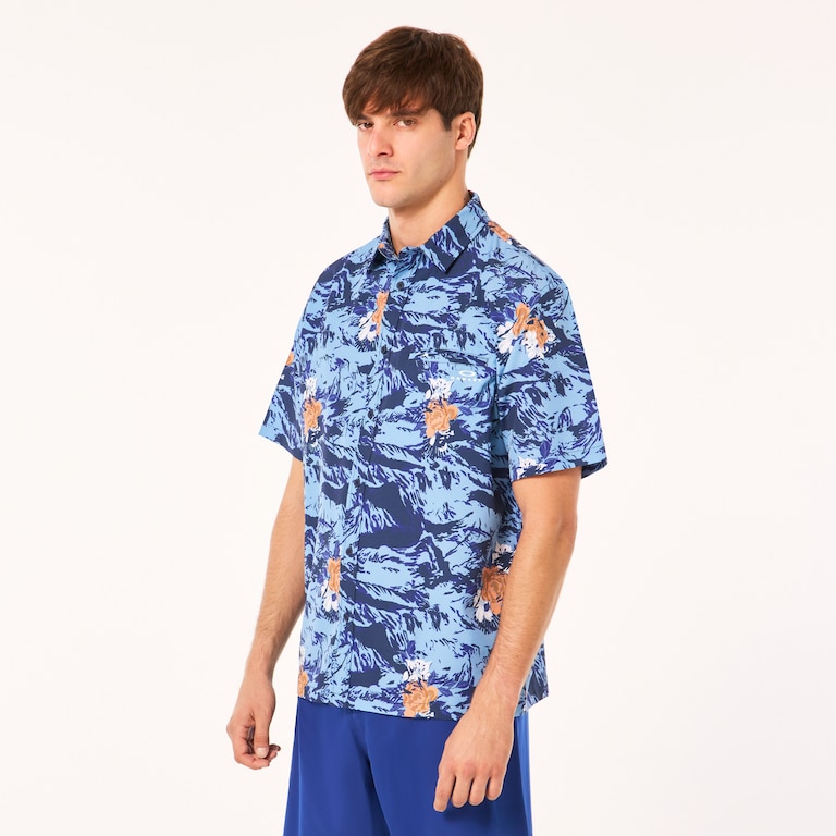 All Day  Rc Shirt - Tiger Flowers Camo Blue