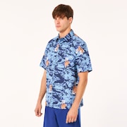 All Day  Rc Shirt - Tiger Flowers Camo Blue