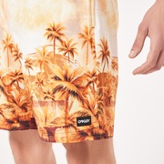 Canary Palms Rc 18" Beachshort - Palm Print Grenache