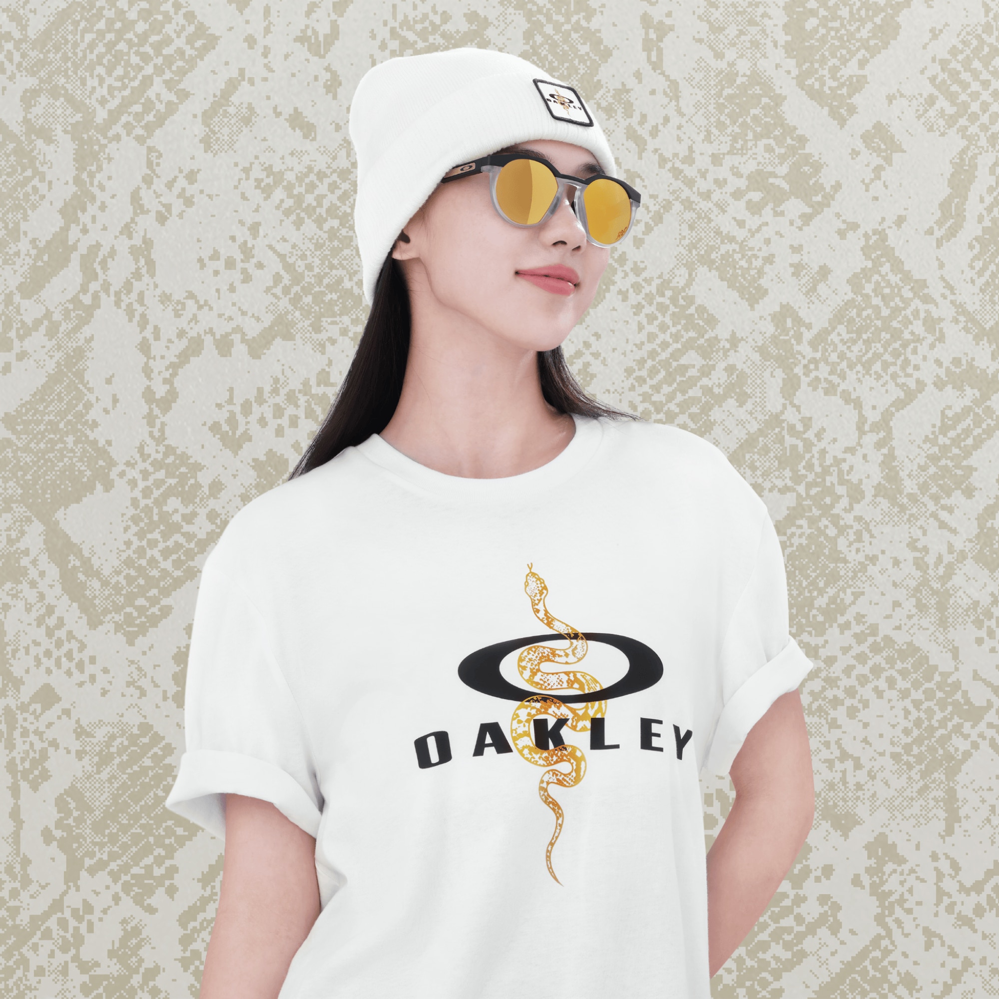 Oakley Beanie Ribbed 2.0 Lunar New Year Snake in White Camo