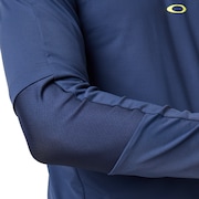 Engineered Insert Long Sleeve Polo - Foggy Blue